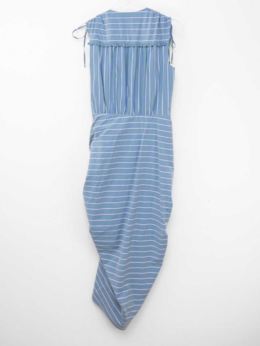 Veronica Beard Teagan Dress Striped Maxi Ruched Blue Kelly Green Size 8 - Picture 2 of 8